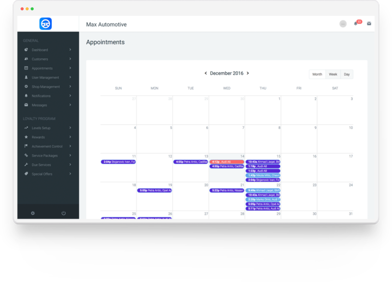 Appointments screen